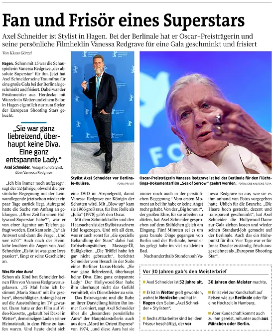 Zeitungsartikel Fan und Frisör eines Superstars